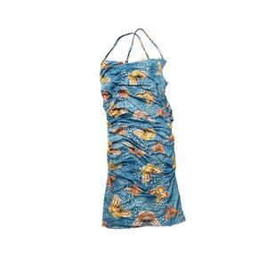 Guess Blue Butterfly Spaghetti Strap Dress - Size Large